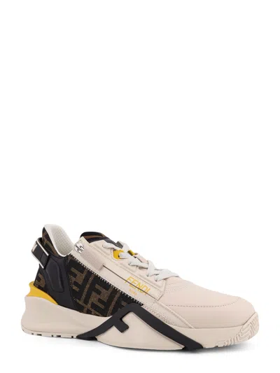 Fendi Men Multicolor Leather And Fabric Flow Sneakers