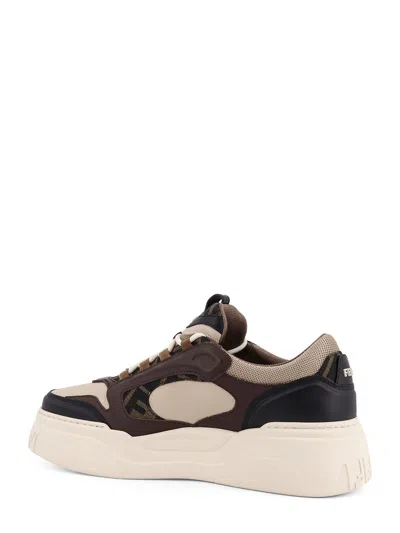 Fendi Force Leather Sneakers With Ff Jacquard And Mesh Details Shoes