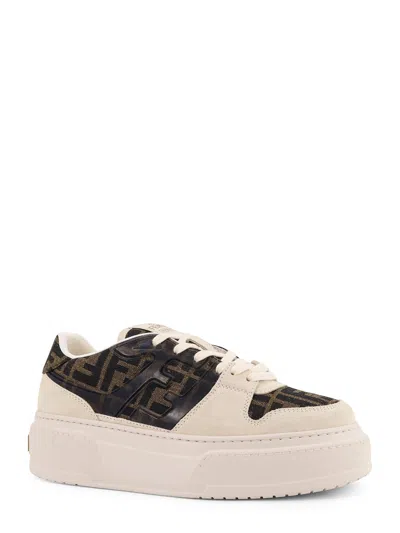 Fendi Match Canvas And Suede Platform Sneakers