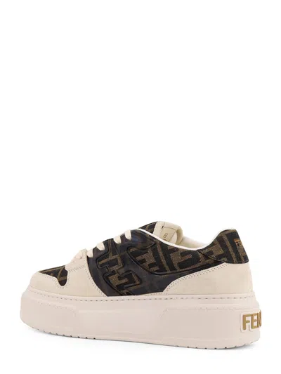 Fendi Match Canvas And Suede Platform Sneakers