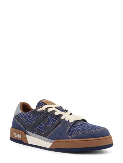 Fendi Match Denim Ff Embossed Sneakers Blue