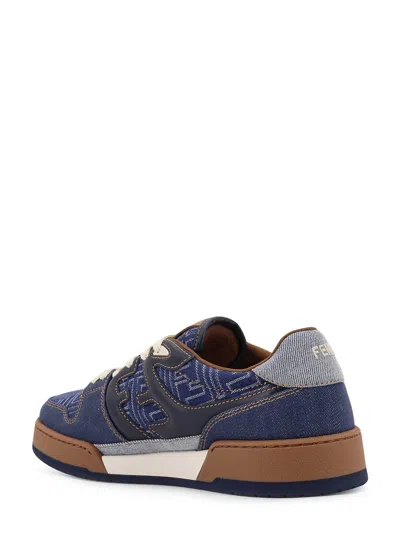 Fendi Match Denim Ff Embossed Sneakers Blue