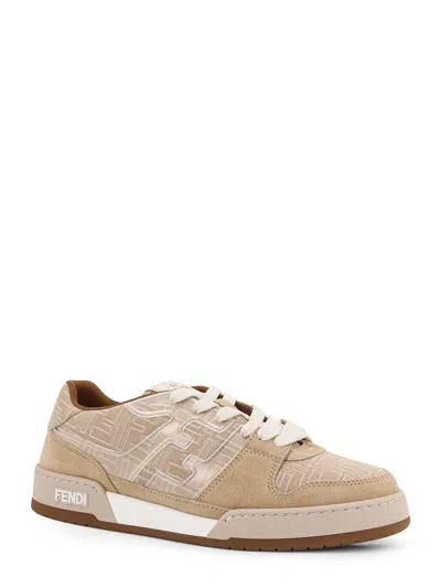 Fendi Ff-monogram Jacquard Suede-panels Sneakers