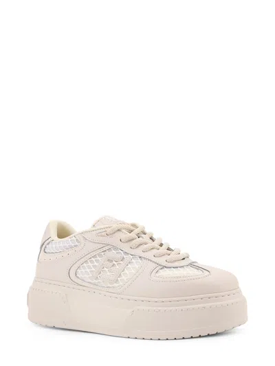 Fendi Match Leather Sneakers In Neutral