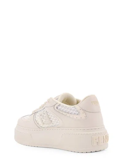 Fendi Match Leather Sneakers In Neutral