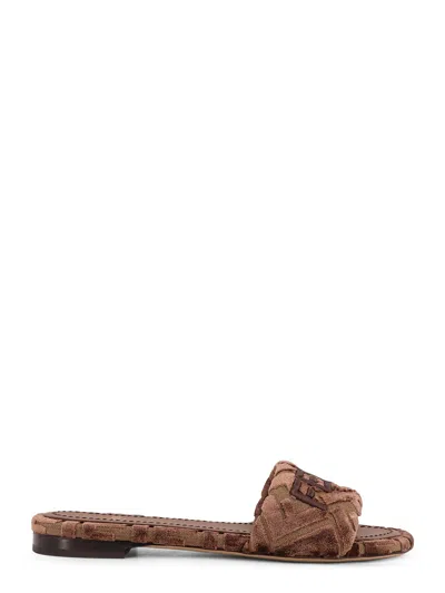 Fendi Sunshine Logo-embroidered Velvet Flat Sandals