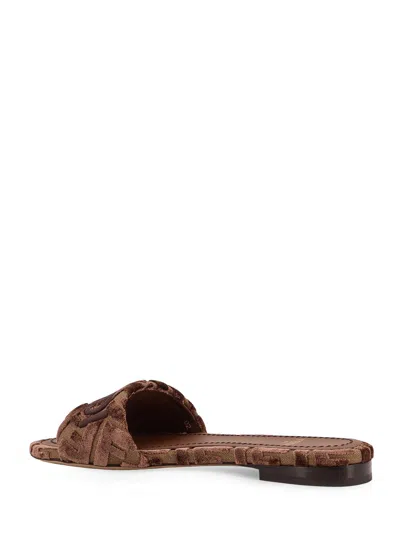 Fendi Sunshine Logo-embroidered Velvet Flat Sandals