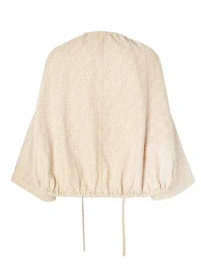 Fendi Ff-pattern Drawstring Jacket In White