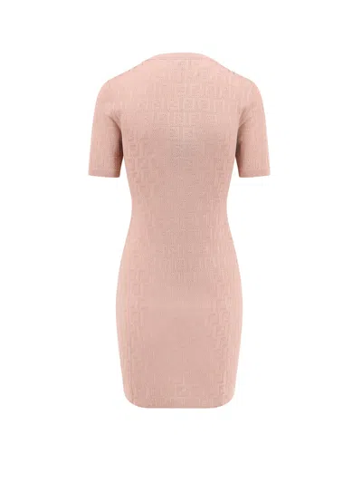 Fendi Ff Jacquard Knitted Mini Dress In Pink