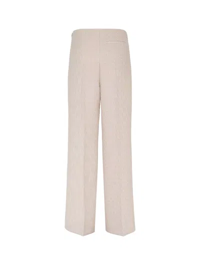 Fendi High Waist Straight Wide Trousers In Neutral