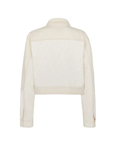 Fendi Denim Blouson Jacket In Neutral