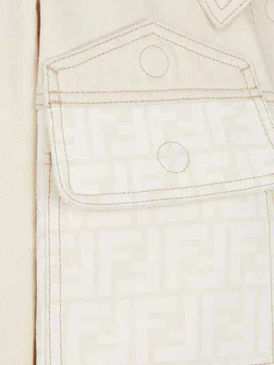 Fendi Denim Blouson Jacket In Neutral