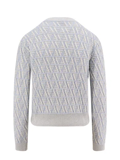Fendi Ff Wool And Cashmere Crop Sweater In Gray