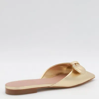 Malone Souliers Bow Detail Metallic Finish Flat Sole Mules In Gold