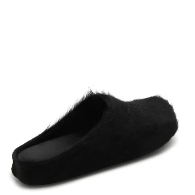 Marni Fussbett Calf-hair Leather Slippers In Black