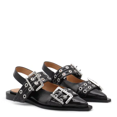 Ganni Buckle Ballerinas In Multi