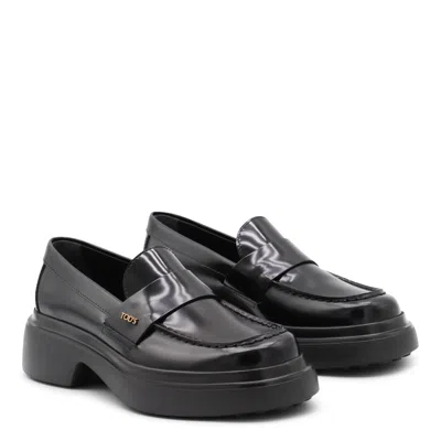 Tod's Leather Loafers With Chunky Sole And Glossy Finish In Black