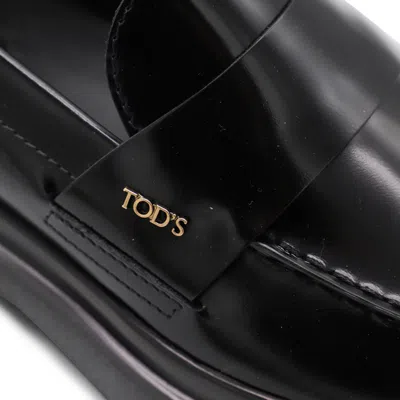 Tod's Leather Loafers With Chunky Sole And Glossy Finish In Black