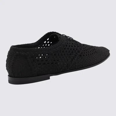 Dolce & Gabbana Black Lace-up Shoes With Woven Design