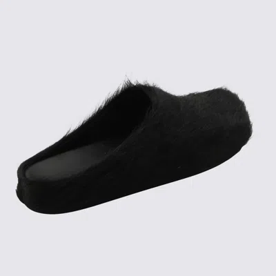 Marni Fussbett Calf-hair Leather Slippers In Black