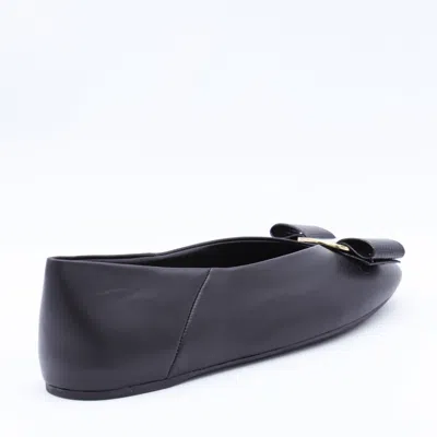 Ferragamo Bow Detail Ballerina Shoes With Metal Accent In Blue