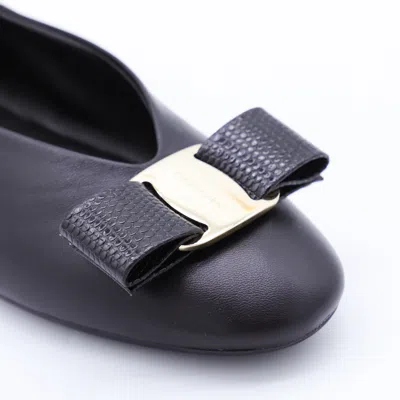 Ferragamo Bow Detail Ballerina Shoes With Metal Accent In Blue