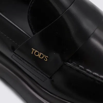 Tod's Leather Loafers With Chunky Sole And Glossy Finish In Black