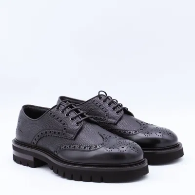 Ferragamo Lace-up Brogues Chunky Sole In Black