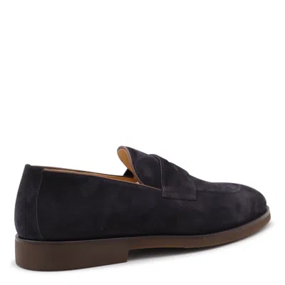 Brunello Cucinelli Leather-trimmed Suede Penny Loafers In Blue