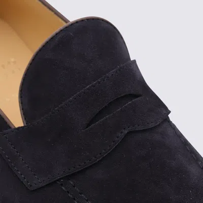 Brunello Cucinelli Leather-trimmed Suede Penny Loafers In Blue