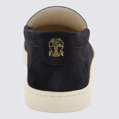 Brunello Cucinelli Navy Leather Sneakers