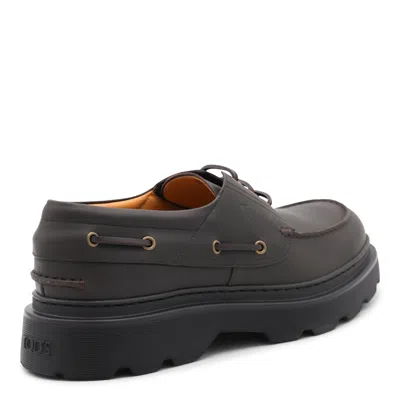 Tod's Brown Leather Loafers With Rounded Toe And Chunky Sole In Brown