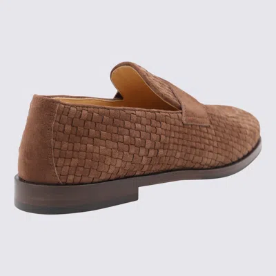 Brunello Cucinelli Woven Texture Loafers With Kleather Finish In Brown