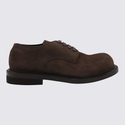 Moschino Lace-up Brogues Leather Sole In Brown
