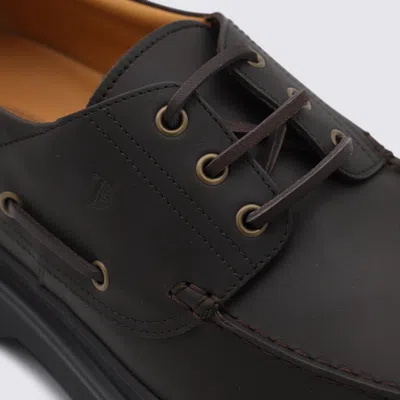 Tod's Brown Leather Loafers With Rounded Toe And Chunky Sole In Brown