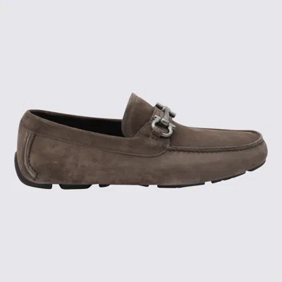 Ferragamo Buckle Detail Suede Loafers With Rubber Sole