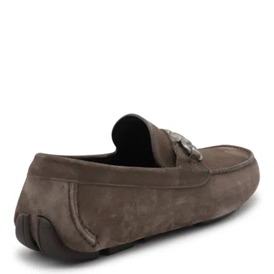 Ferragamo Buckle Detail Suede Loafers With Rubber Sole