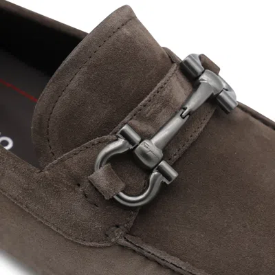 Ferragamo Buckle Detail Suede Loafers With Rubber Sole