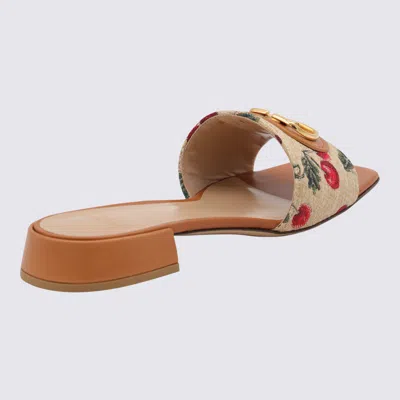 Valentino Garavani Natural Leather And Cotton Flats