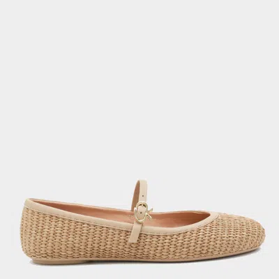 Gianvito Rossi Raffia Carla Ballerinas