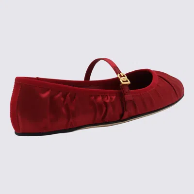 Dolce & Gabbana Red Satin Ballerinas In Brown