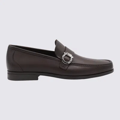 Ferragamo Loafers Metal Buckle Detail Round Toe In Brown