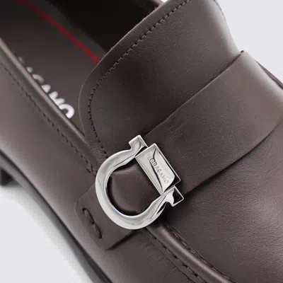 Ferragamo Loafers Metal Buckle Detail Round Toe In Brown