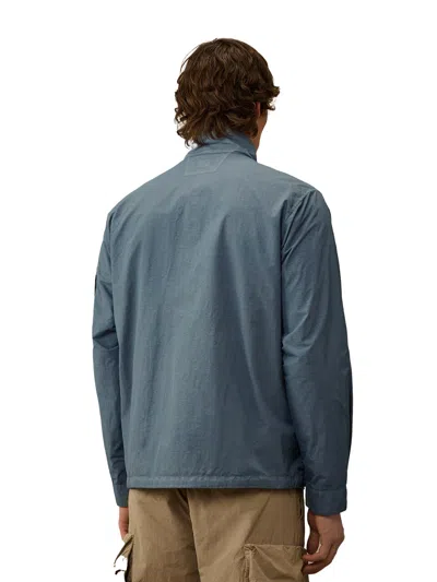 C.p. Company C.p.company Men Flatt Nylon Jacket With Logo Iconic Detail In Blue