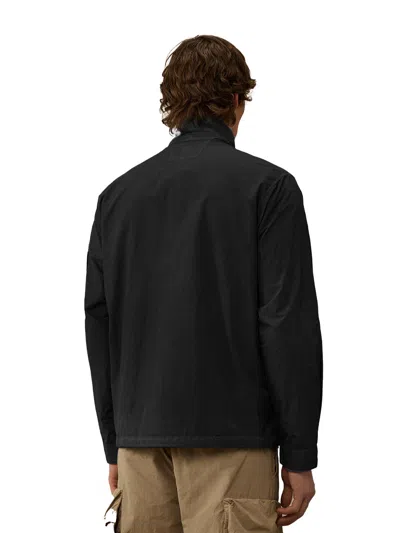 C.p. Company C.p.company Men Flatt Nylon Jacket With Logo Iconic Detail In Blue