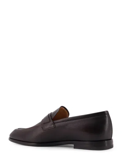 Ferragamo Florio Gancini Leather Loafers In Brown