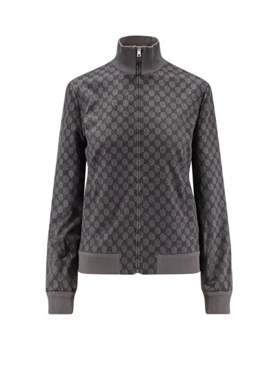 Gucci Gg Supreme Zip-up Bomber Jacket In Gray