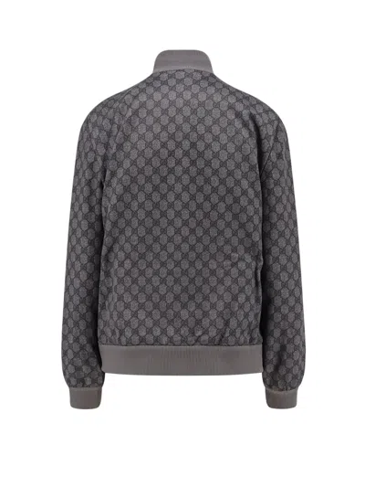 Gucci Gg Supreme Zip-up Bomber Jacket In Gray