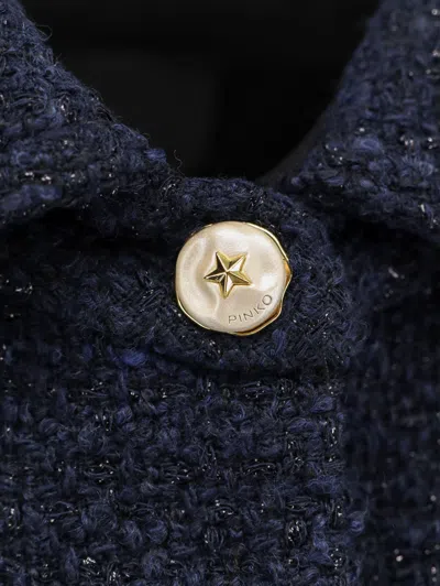 Pinko Oversized Patterned Tweed Jacket In Blue