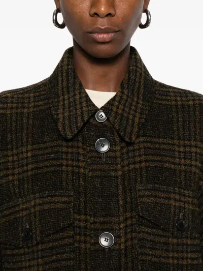 Isabel Marant Étoile Gislene Plaid Collared Coat With Chest Pockets In Multi